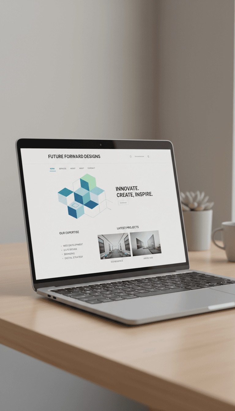 Professional website design on laptop showing Ventrenta work