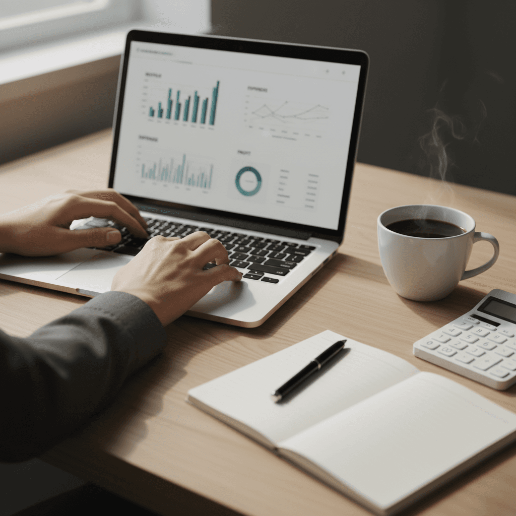Small business owner at computer